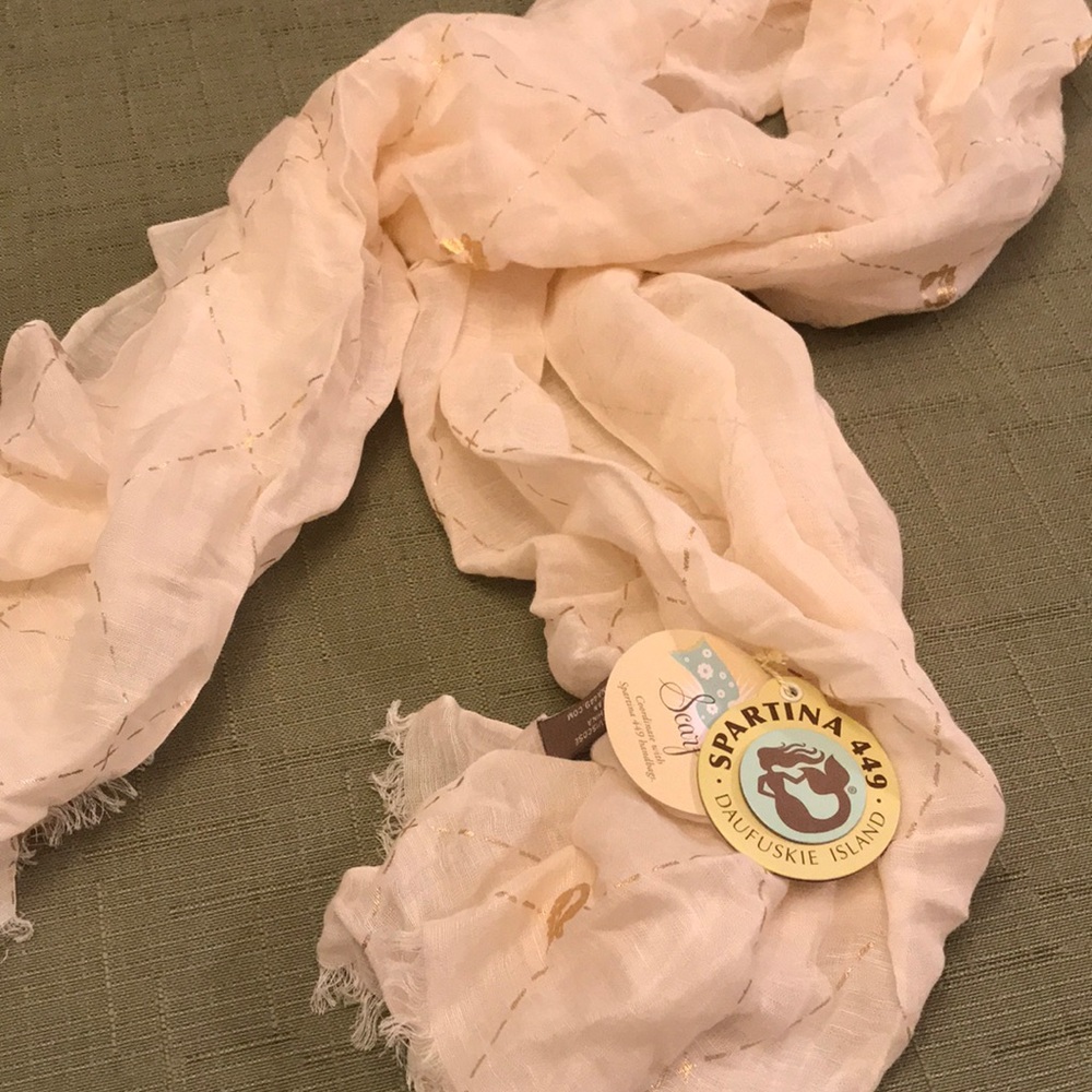 Spartina 449 cream and gold scarf NWT